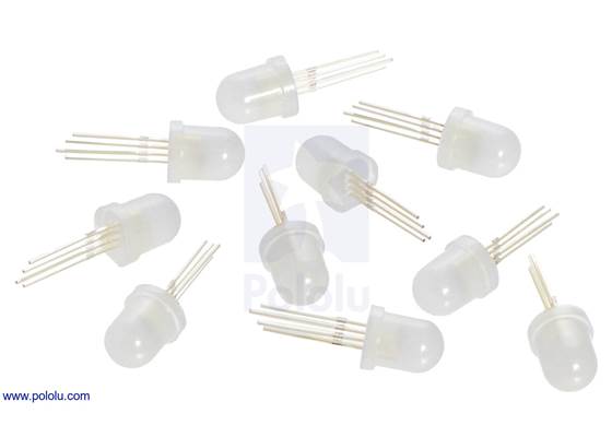 Addressable 8mm RGB LED with diffused lens, WS2811 (10-Pack).