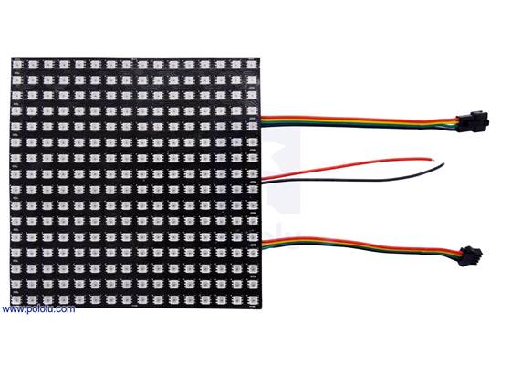 Addressable RGB 16×16-LED Flexible Panel, 5V, 10mm Grid (APA102C or SK9822), top view.