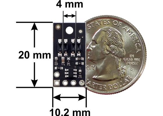 QTR-HD-02A Reflectance Sensor Array dimensions.