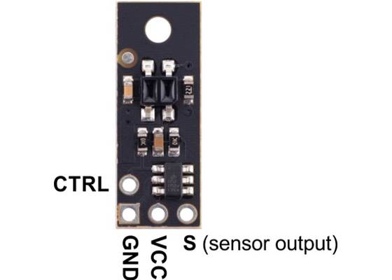 Pinout diagram of the QTR-MD-01RC Reflectance Sensor Array.