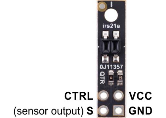 Pinout diagram of the QTR-HD-01A Reflectance Sensor Array.