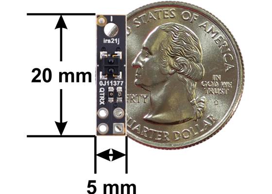 QTRX/QTRXL-HD-01A Reflectance Sensor dimensions.