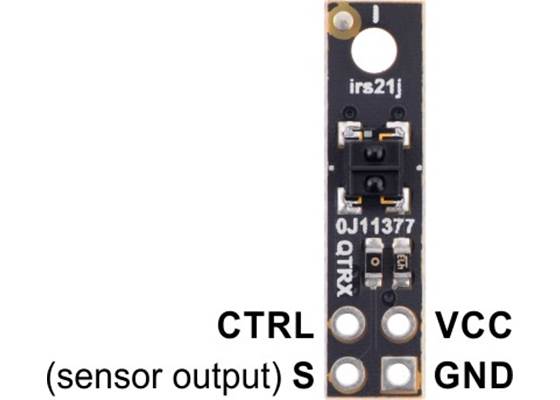 Pinout diagram of the QTRX/QTRXL-HD-01A Reflectance Sensor Array.