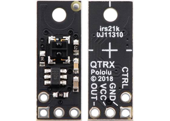 QTRXL-MD-01RC Reflectance Sensor, front and back views.
