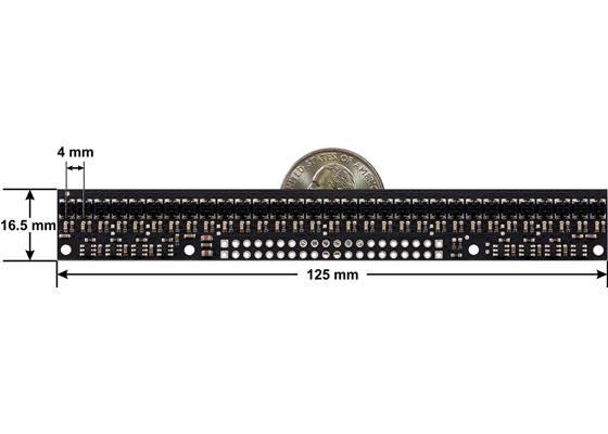 QTRX-HD-31RC Reflectance Sensor Array dimensions.