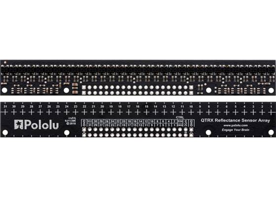 QTRX-HD-31A Reflectance Sensor Array, front and back views.