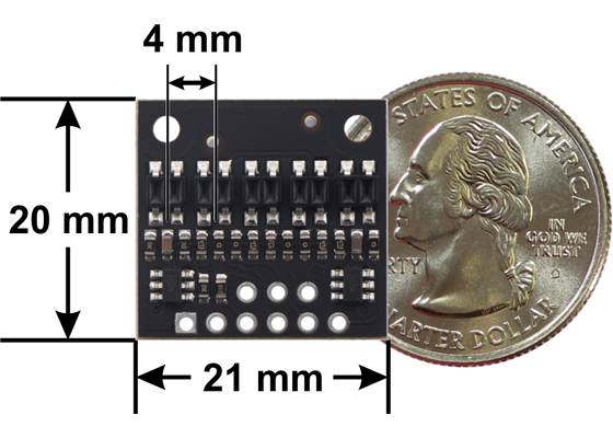 QTR-HD-05A Reflectance Sensor Array dimensions.