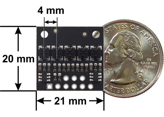 QTRX-HD-05A Reflectance Sensor Array dimensions.