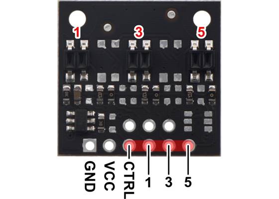 Pinout diagram of the QTR-MD-03A Reflectance Sensor Array.