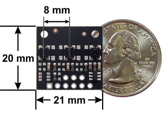 QTRX-MD-03RC Reflectance Sensor Array dimensions.