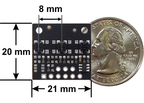QTRX-MD-03A Reflectance Sensor Array dimensions.