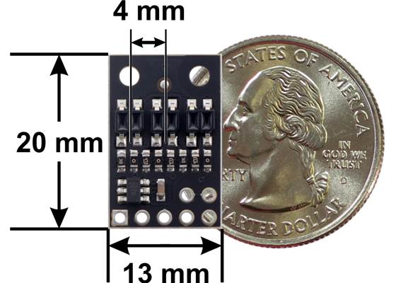 QTR-HD-03A Reflectance Sensor Array dimensions.