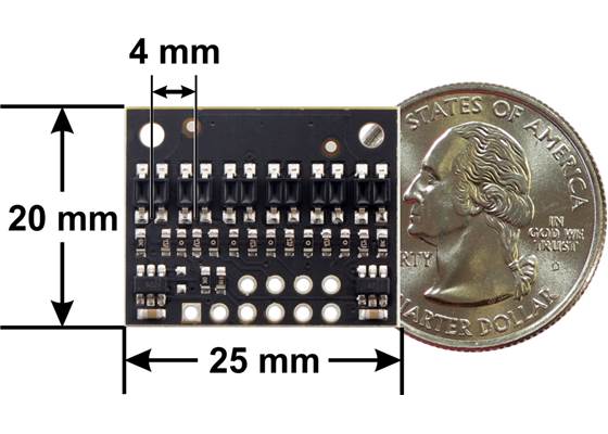 QTR-HD-06A Reflectance Sensor Array dimensions.