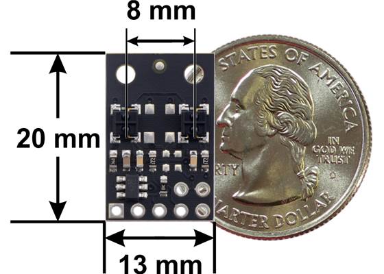 QTRX-MD-02RC Reflectance Sensor Array dimensions.