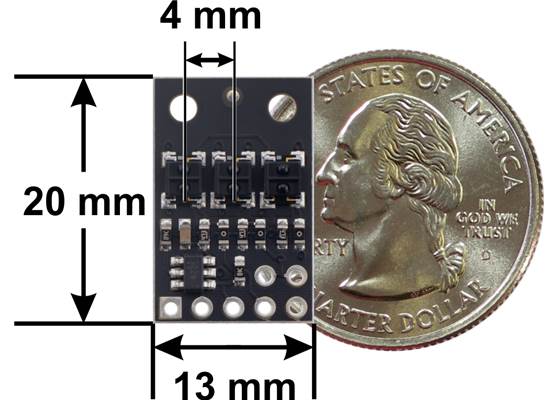 QTRX-HD-03A Reflectance Sensor Array dimensions.