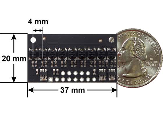 QTRX-HD-09A Reflectance Sensor Array, front and back views. (1)