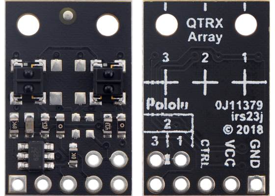 QTRX-MD-02A Reflectance Sensor Array, front and back views.