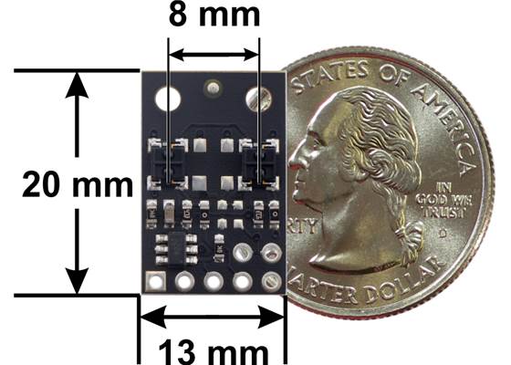 QTRX-MD-02A Reflectance Sensor Array dimensions.