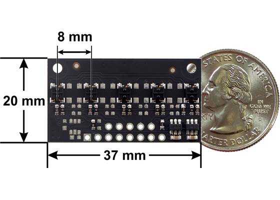 QTRX-MD-05A Reflectance Sensor Array dimensions.