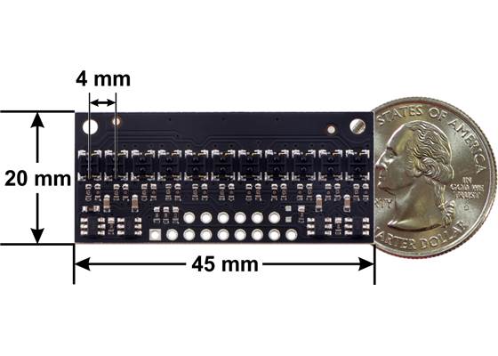QTRX-HD-11A Reflectance Sensor Array dimensions.