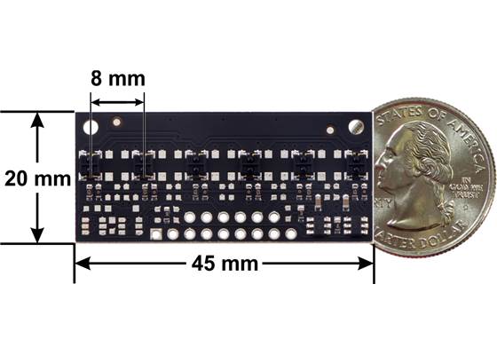 QTRX-MD-06A Reflectance Sensor Array dimensions.