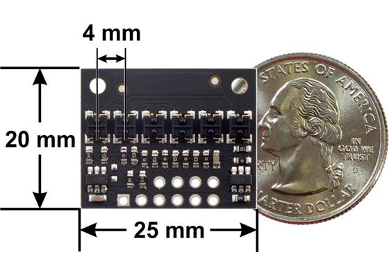 QTRX-HD-06A Reflectance Sensor Array dimensions.