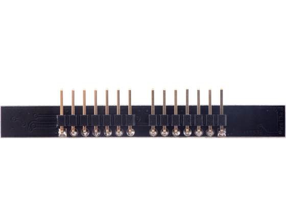 Right-angle headers installed for center-aligned mounting option.