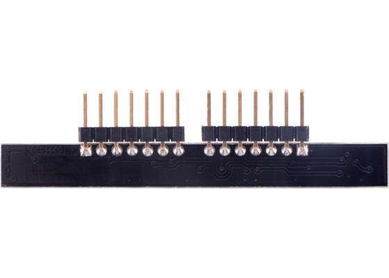 Right-angle headers installed for edge-aligned mounting option.