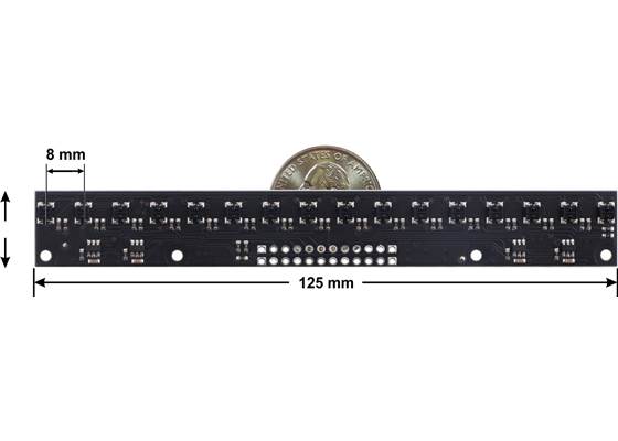 QTRX-MD-16A Reflectance Sensor Array dimensions.