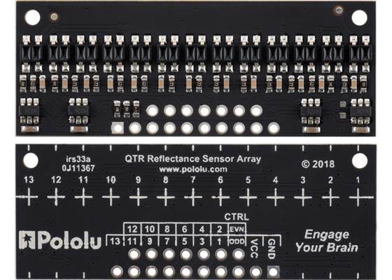 QTR-HD-13RC Reflectance Sensor Array, front and back views.