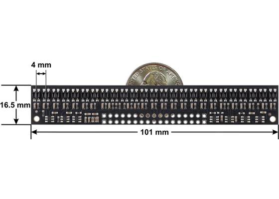 QTR-HD-25RC Reflectance Sensor Array dimensions.