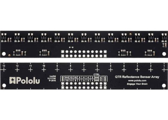 QTR-MD-13RC Reflectance Sensor Array, front and back views.