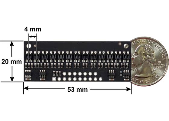QTR-HD-13A Reflectance Sensor Array dimensions.