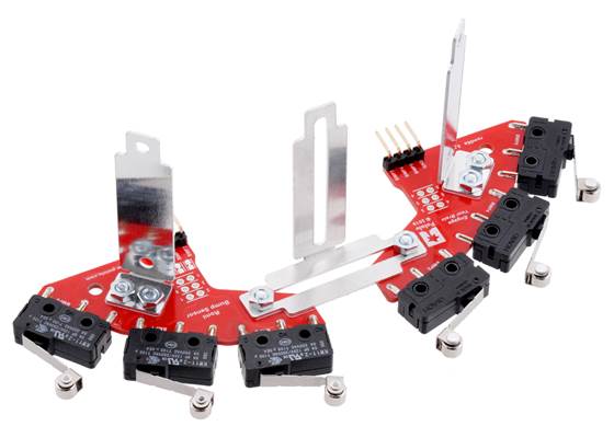 Assembling the bumper switch assemblies with brackets from the Sharp Distance Sensor Kit for Romi/TI-RSLK MAX.