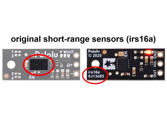 Original (irs16a) short-range Pololu Digital Distance Sensors.