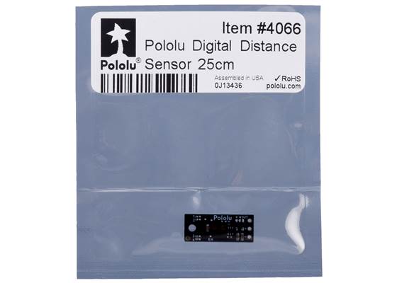 Standard packaging for the Pololu Digital Distance Sensor, 25cm.