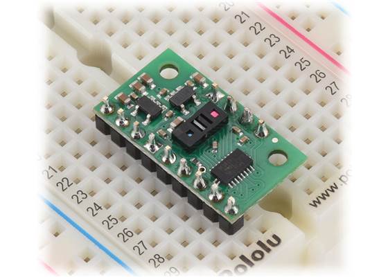 VL53L8CX Time-of-Flight 8x8-Zone Distance Sensor Carrier on a breadboard.