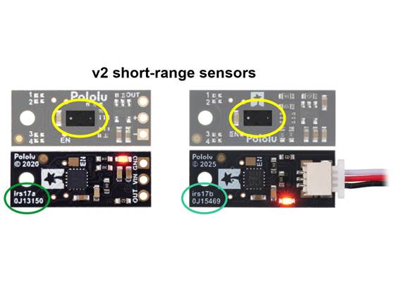 V2 short-range Pololu Digital Distance Sensors.