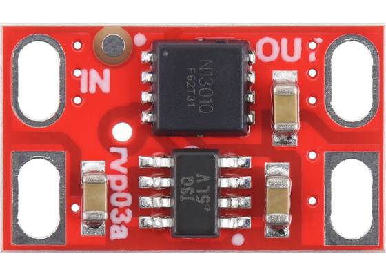 Pololu Reverse Voltage Protector, 4-75V, 8A, top view.