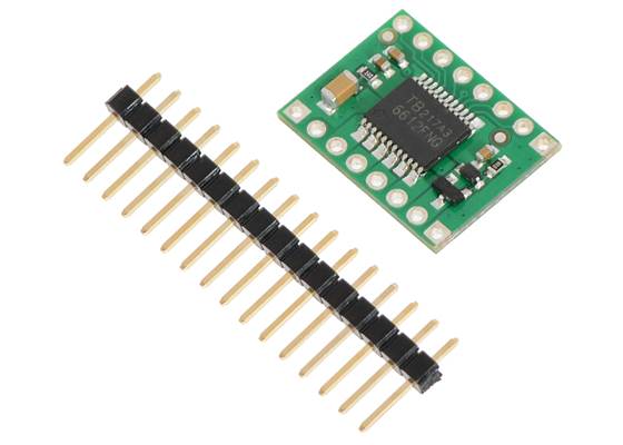 TB6612FNG dual motor driver carrier with included header pins.