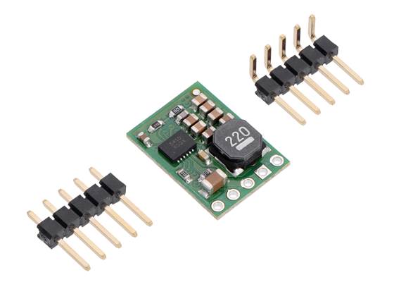 Pololu step-down voltage regulator D24V10Fx with included hardware.