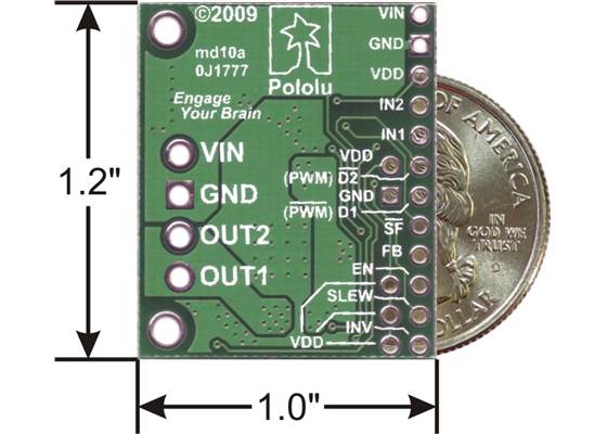 MC33926 motor driver carrier with dimensions.