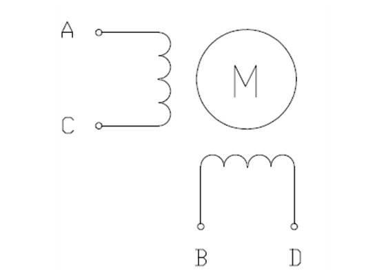 Two-phase bipolar stepper motor with four leads.