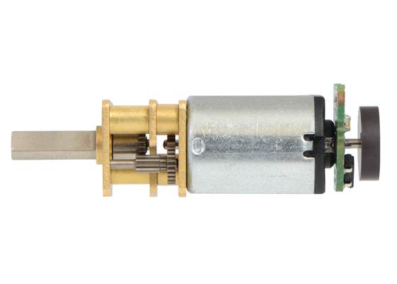 Magnetic Encoder Kit for Micro Metal Gearmotors assembled on a micro metal gearmotor with extended motor shaft. (1)