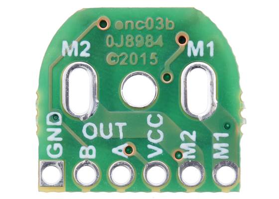 Magnetic Encoder Kit for Micro Metal Gearmotors (HPCB compatible), motor-side view of PCB.