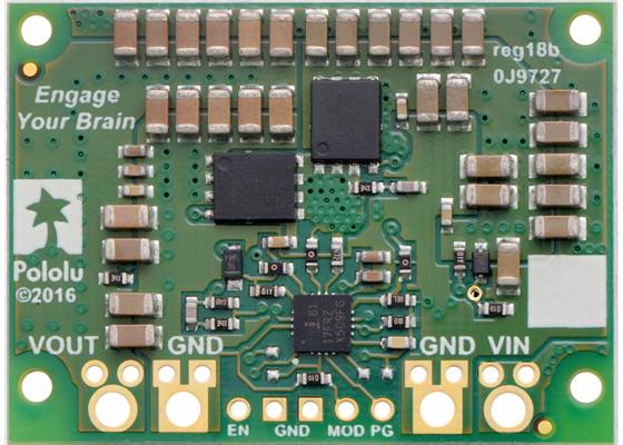 Pololu 5V, 15A Step-Down Voltage Regulator D24V150F5, bottom view.