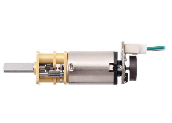 Magnetic Encoder with Top-Entry Connector assembled on a Micro Metal Gearmotor with Extended Motor Shaft (JST cable not included). (1)