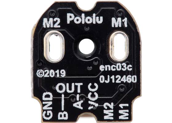 Magnetic Encoder with Top-Entry Connector for Micro Metal Gearmotors, motor-side view of PCB.