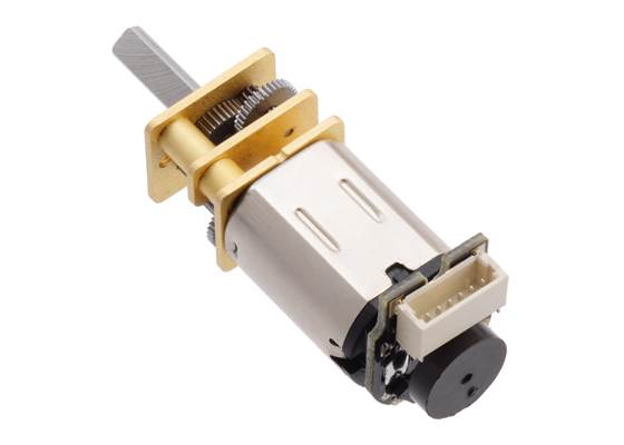 Magnetic Encoder with Side-Entry Connector assembled on a Micro Metal Gearmotor with Extended Motor Shaft.