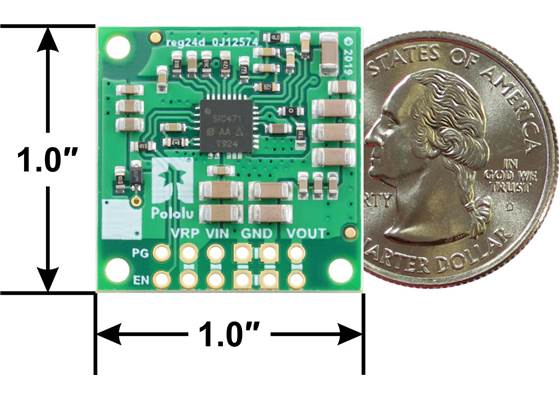 Step-Down Voltage Regulator D36V50Fx, bottom view with dimensions.